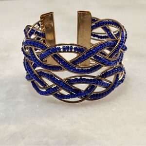 ✔️Boho Statement Twisted Blue and Gold Beaded Bracelet